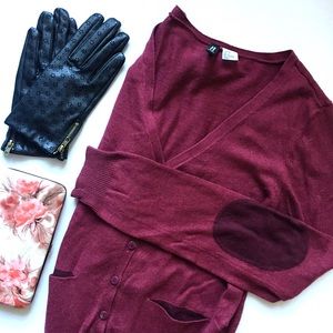 🆕 | 𝐇&𝐌 | Burgundy Cardigan with Elbow Patches