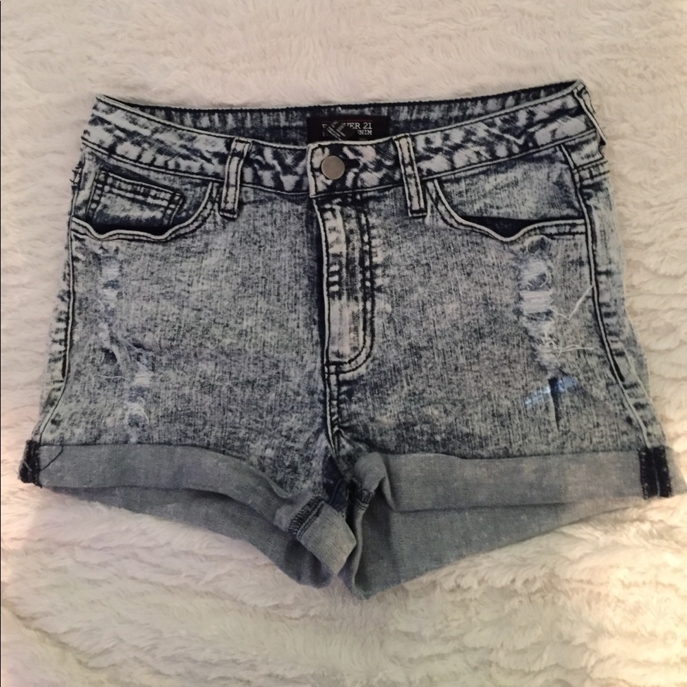 ACID WASHED HIGH WAISTED JEAN SHORTS