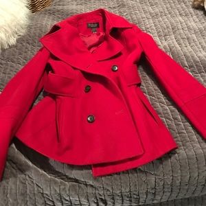 Red short peacoat
