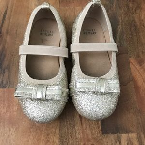 Stuart Weitzman girls gold glitter flats size 8
