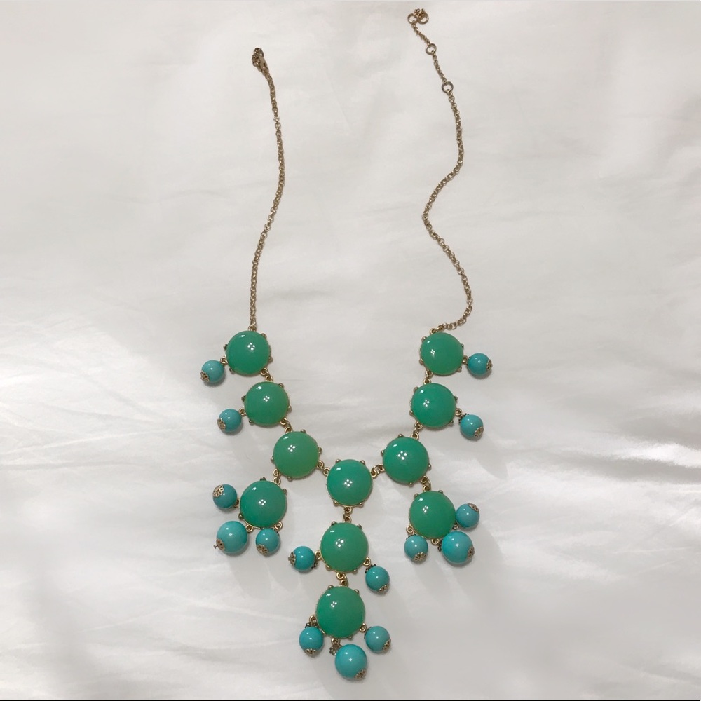 Turquoise blue green bauble statement necklace