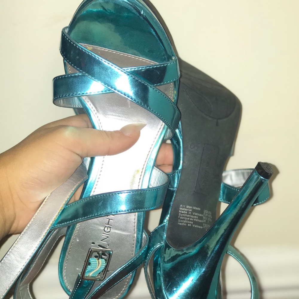 Blue silver heels