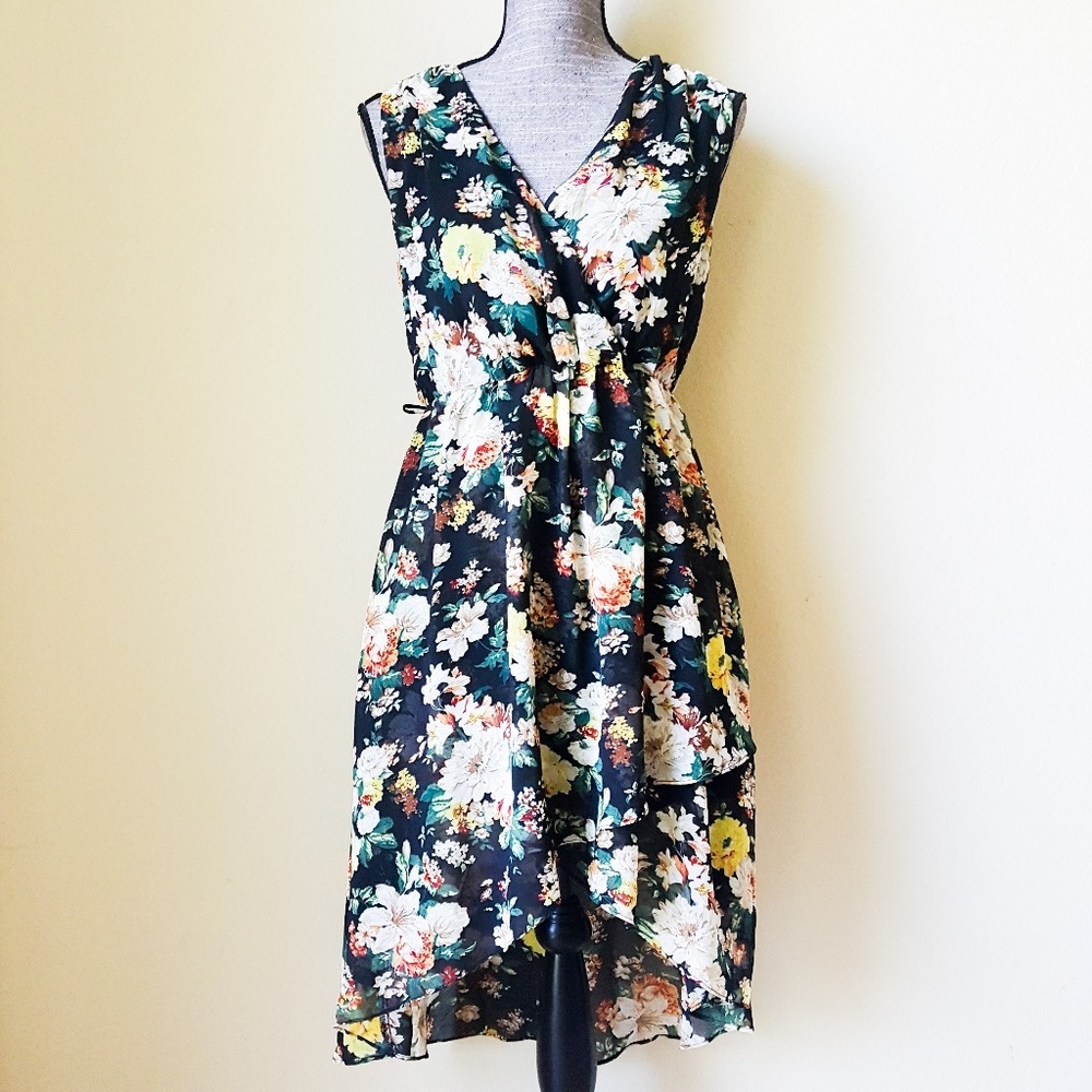 Forever 21 High Low Floral Print Sleeveless Dress