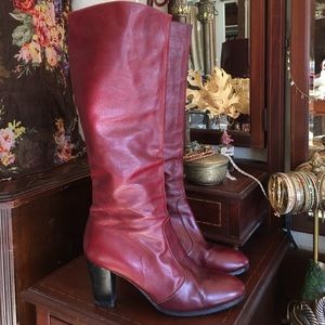 Vintage Burgundy Knee-High Boots fits 8-9 best