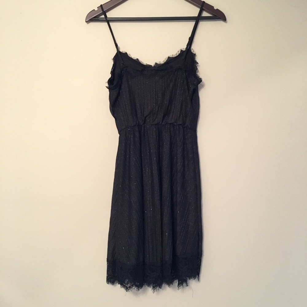 Black Lace Sparkling Mini Dress
