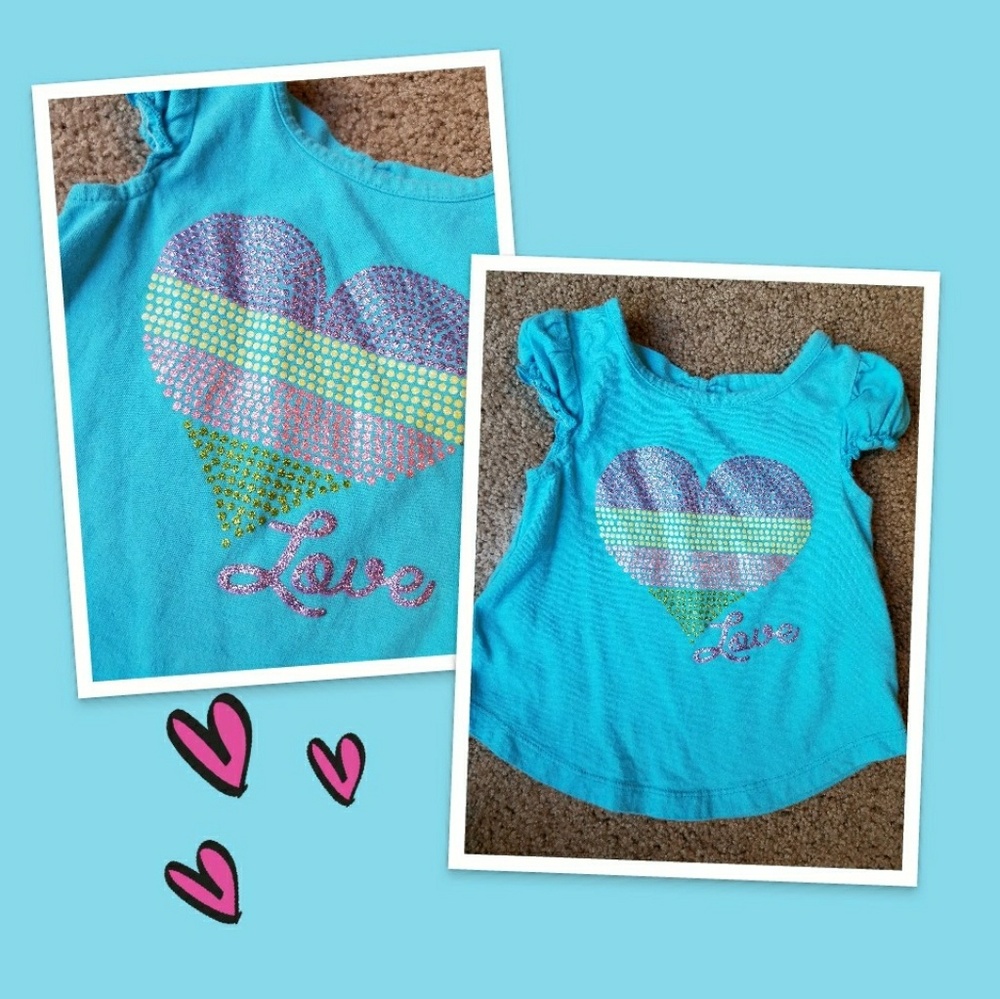 Sparkled heart little girls shirt