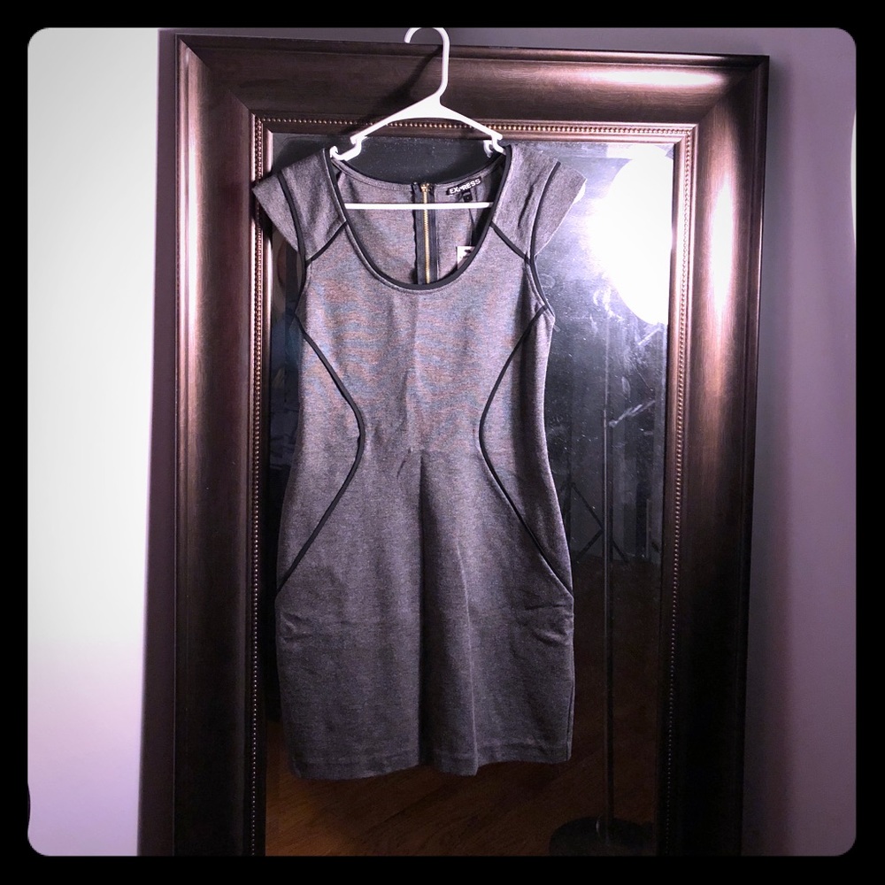Express grey dress with black piping