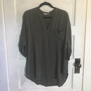 Lush medium olive green tunic blouse (trunk club)