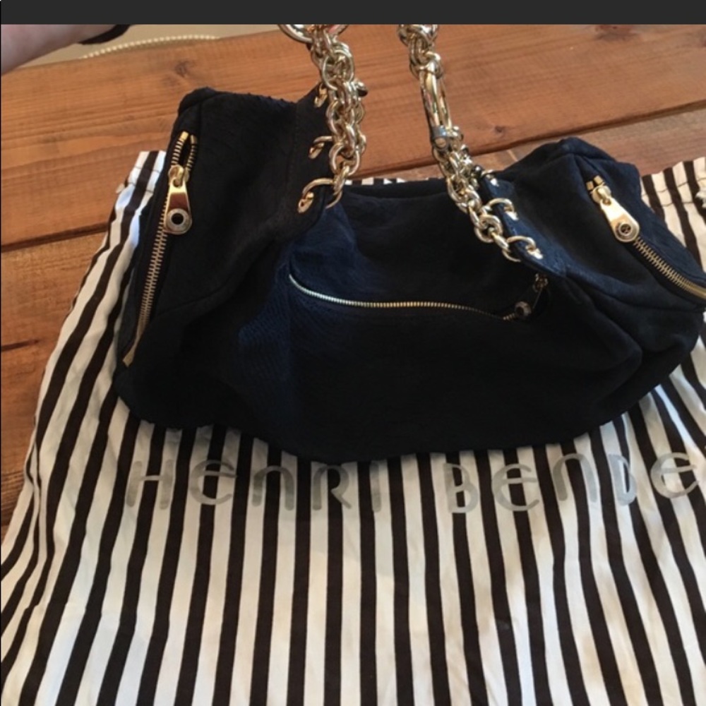 Henri Bendel navy suede purse