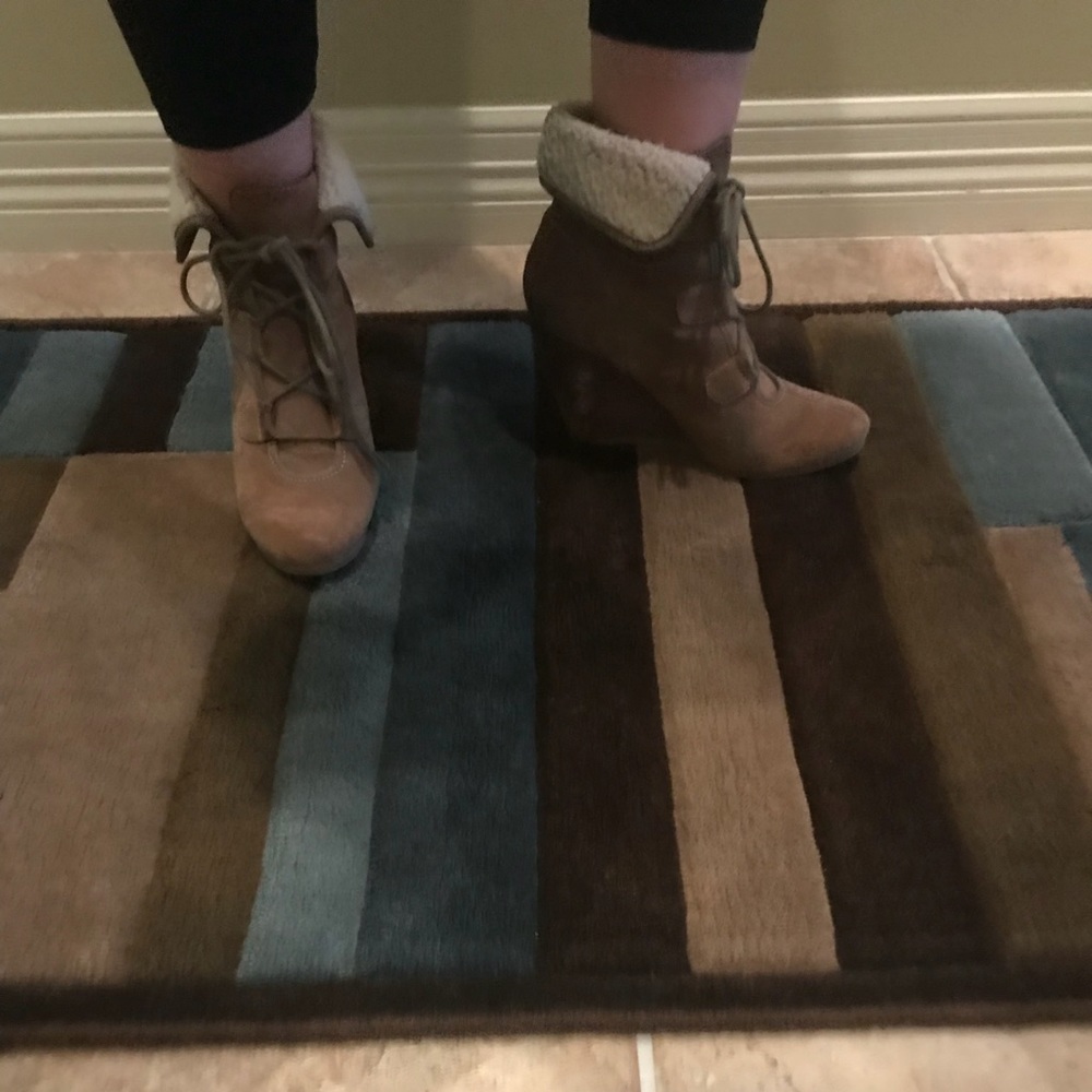 Gianni Bini Shearling and Suede Booties