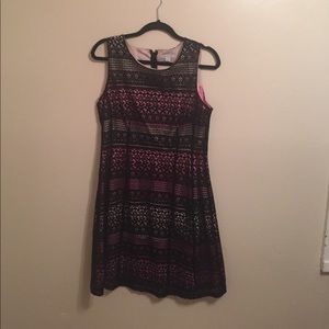 Pink and black lace dress