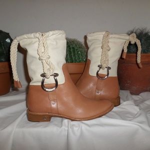 Celine Canvas And Leather Harness Ankle 