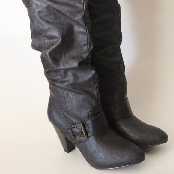 NEW Dark Brown Tall Slip On Boot with Heel - Picture 3 of 6