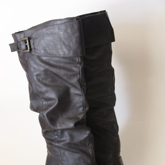 NEW Dark Brown Tall Slip On Boot with Heel - Picture 4 of 6