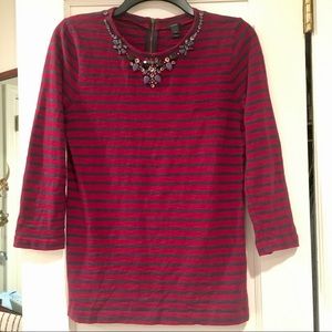 J Crew women's 3/4 length stripped top