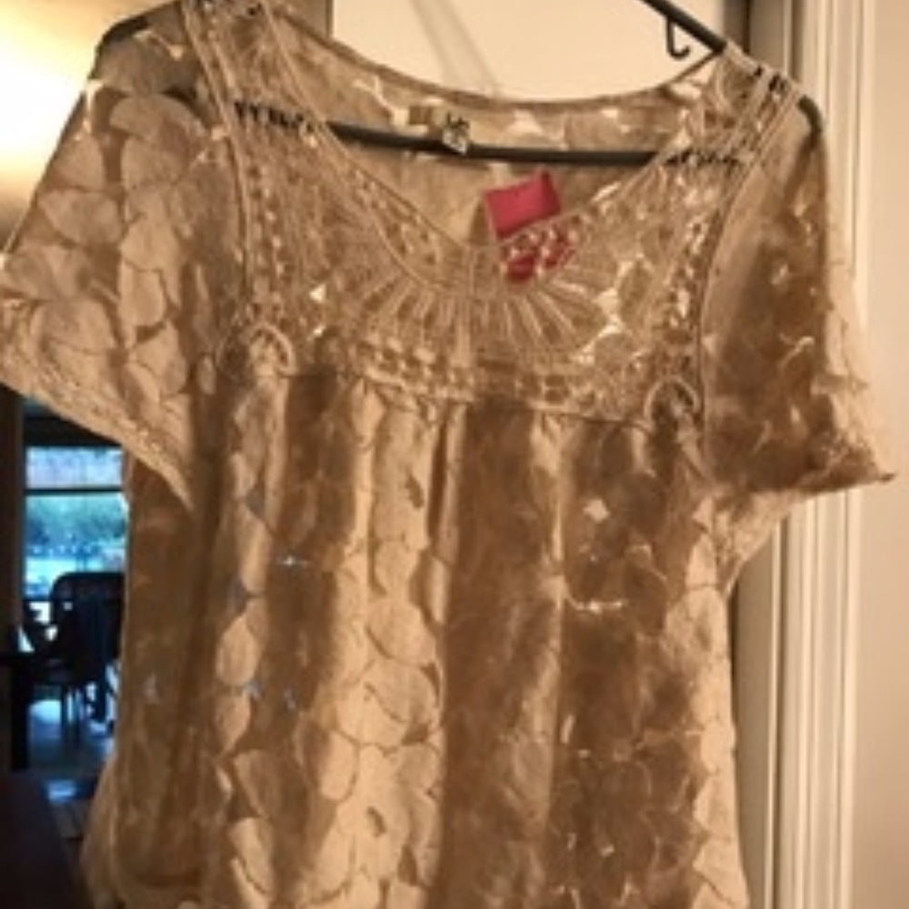 Ya Los Angeles Cream Lace Shirt