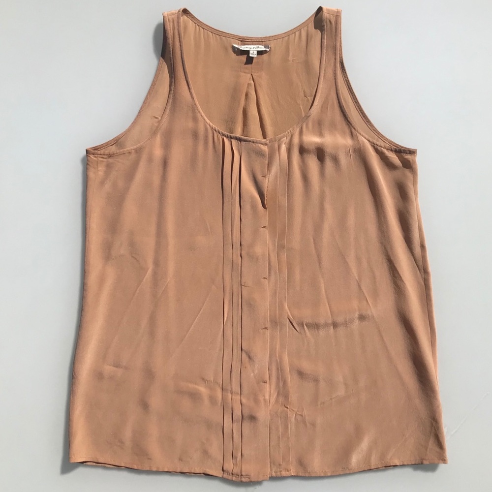 Madewell 100% Silk Pleated Button Down Tank Top