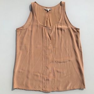 Madewell 100% Silk Pleated Button Down Tank Top
