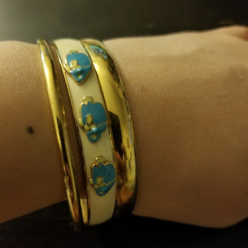 J.Crew Gold Bangle Enamel Bracelet (set of 3 pcs) - Picture 5 of 8