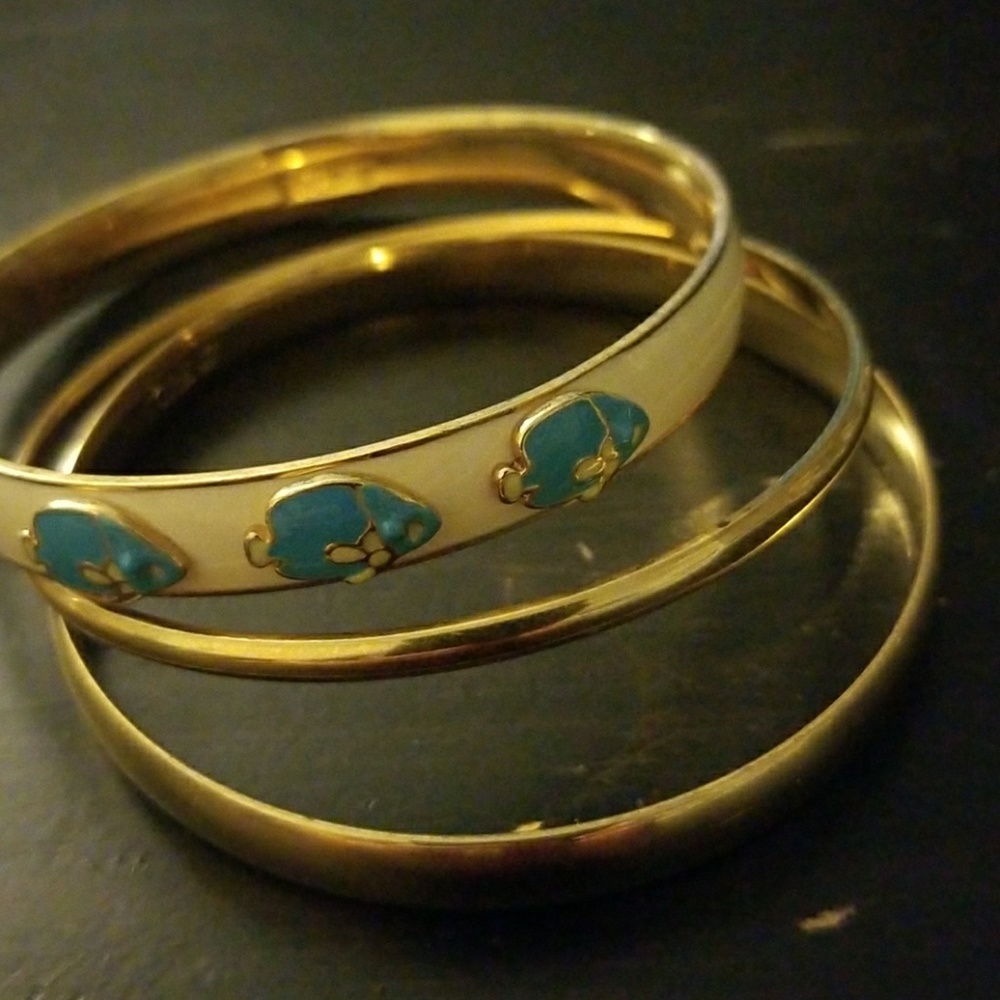 J.Crew Gold Bangle Enamel Bracelet (set of 3 pcs) - Picture 6 of 8