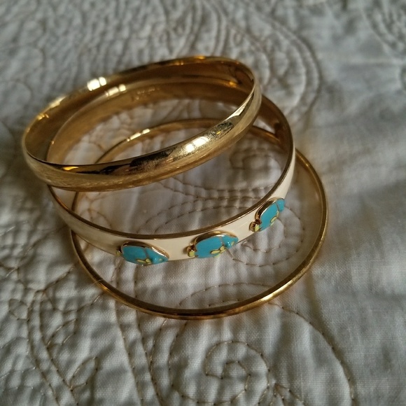 J.Crew Gold Bangle Enamel Bracelet (set of 3 pcs) - Picture 3 of 8