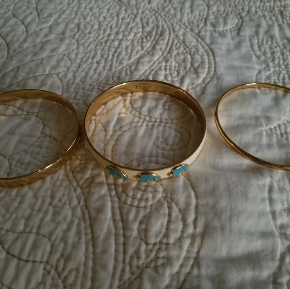 J.Crew Gold Bangle Enamel Bracelet (set of 3 pcs) - Picture 4 of 8