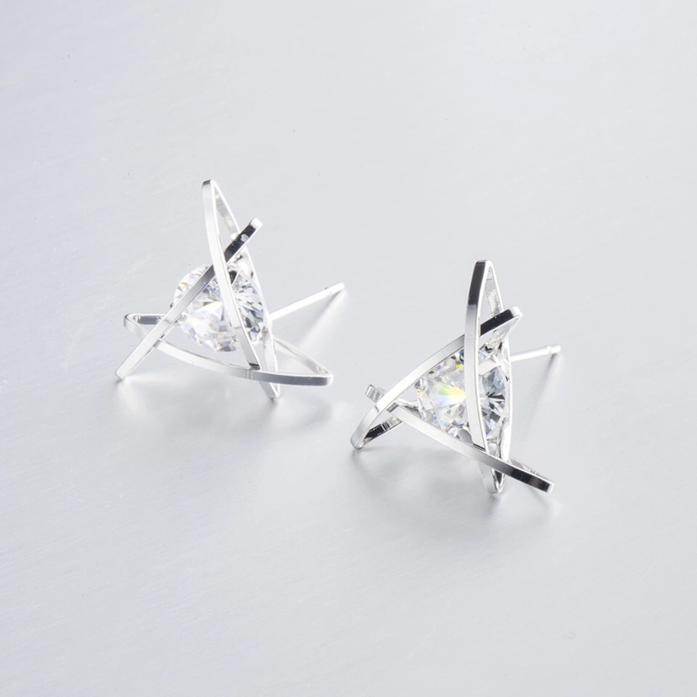 5FOR$25  Triangle and cubic zirconia stud earrings - Picture 2 of 4