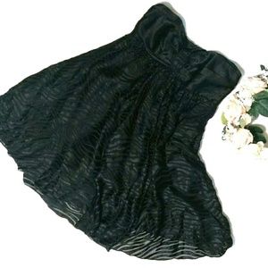 Black zebra print silk strapless baby doll dress