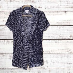 Christopher & Banks Blue/White Cardigan Sweater LG