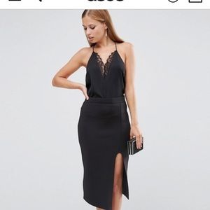 ASOS pencil skirt with thigh split in scuba