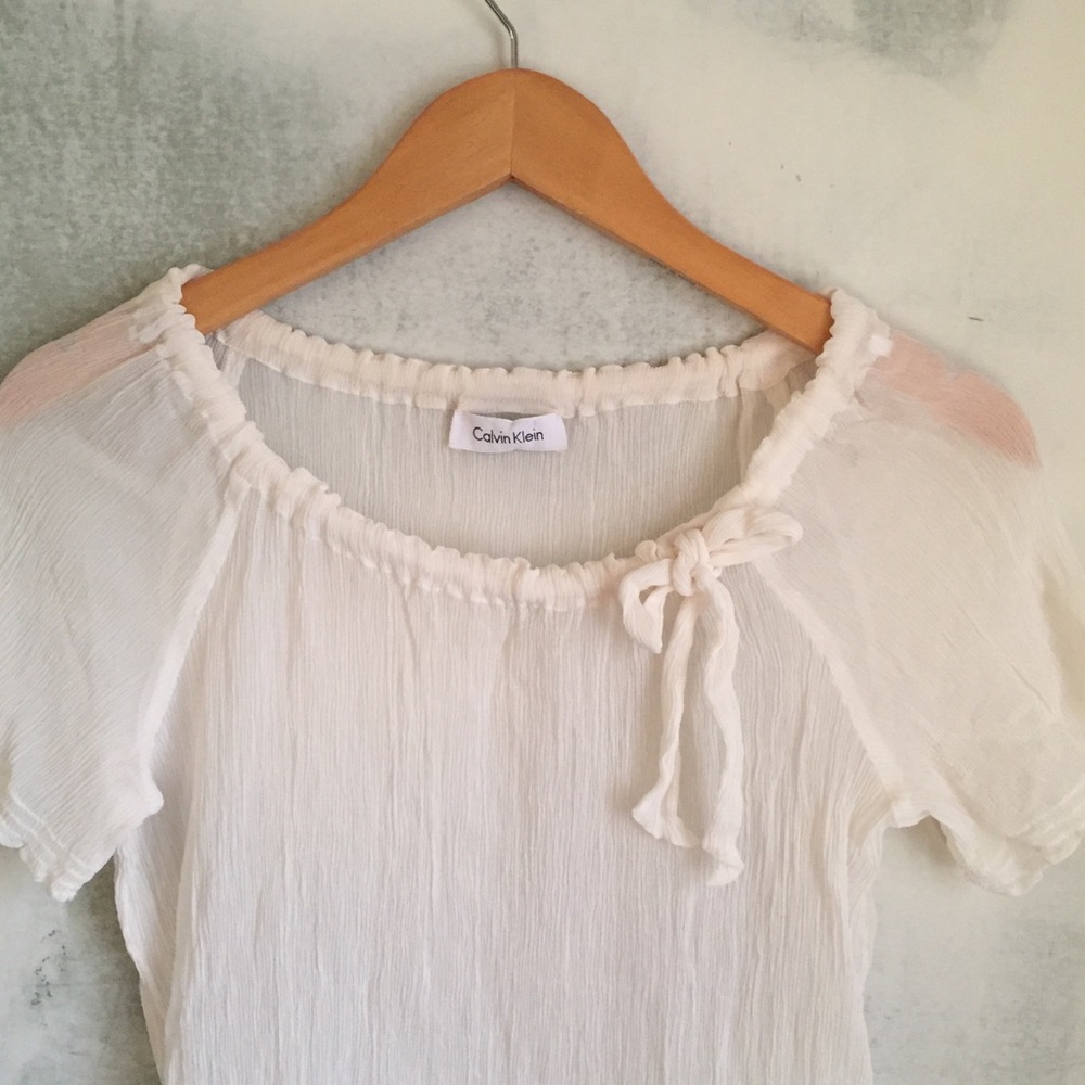 Calvin Klein Sweet Babydoll White Blouse w/Bow