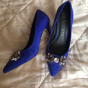 Sole society cobalt blue pump heel