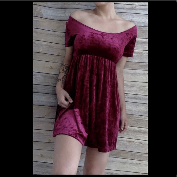 AA Burgundy Velvet Babydoll Dress - Picture 2 of 2