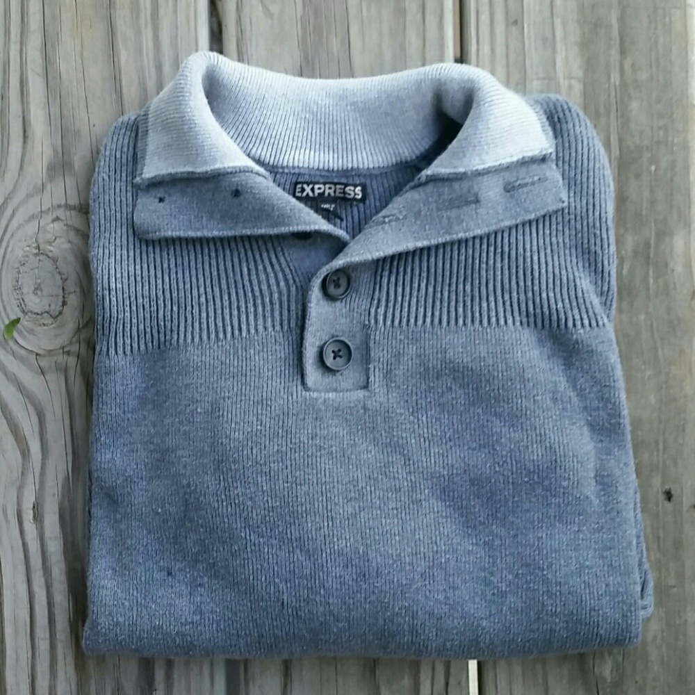 Express grey button up knit sweater