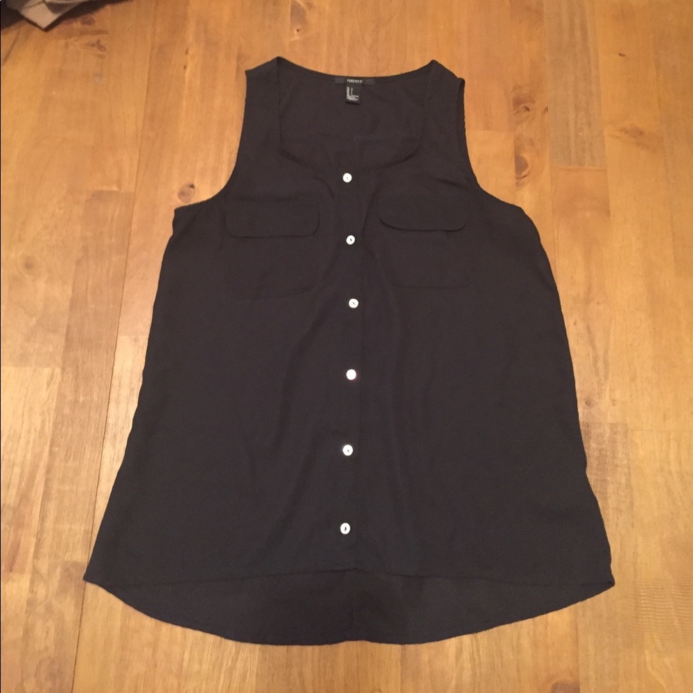 Sleeveless Button Down Top