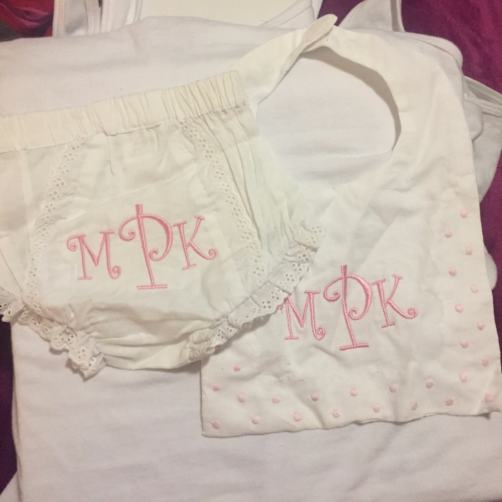 NewBorn Baby Monogram Bib and Diaper Cover