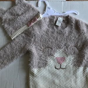 Kitty Cat Fuzzy Yarn Sweater & Hat Toddler Sizes 2T 3T