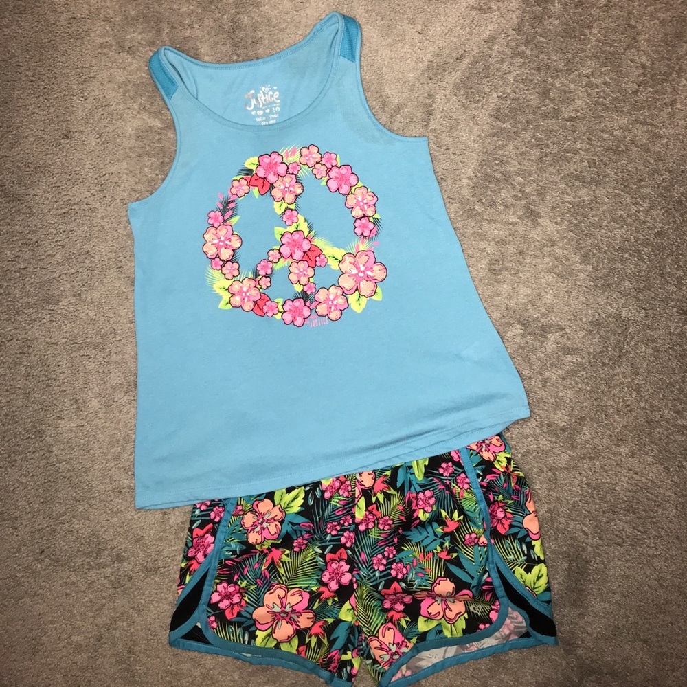 Justice activewear Tank & running shorts. Sz 10