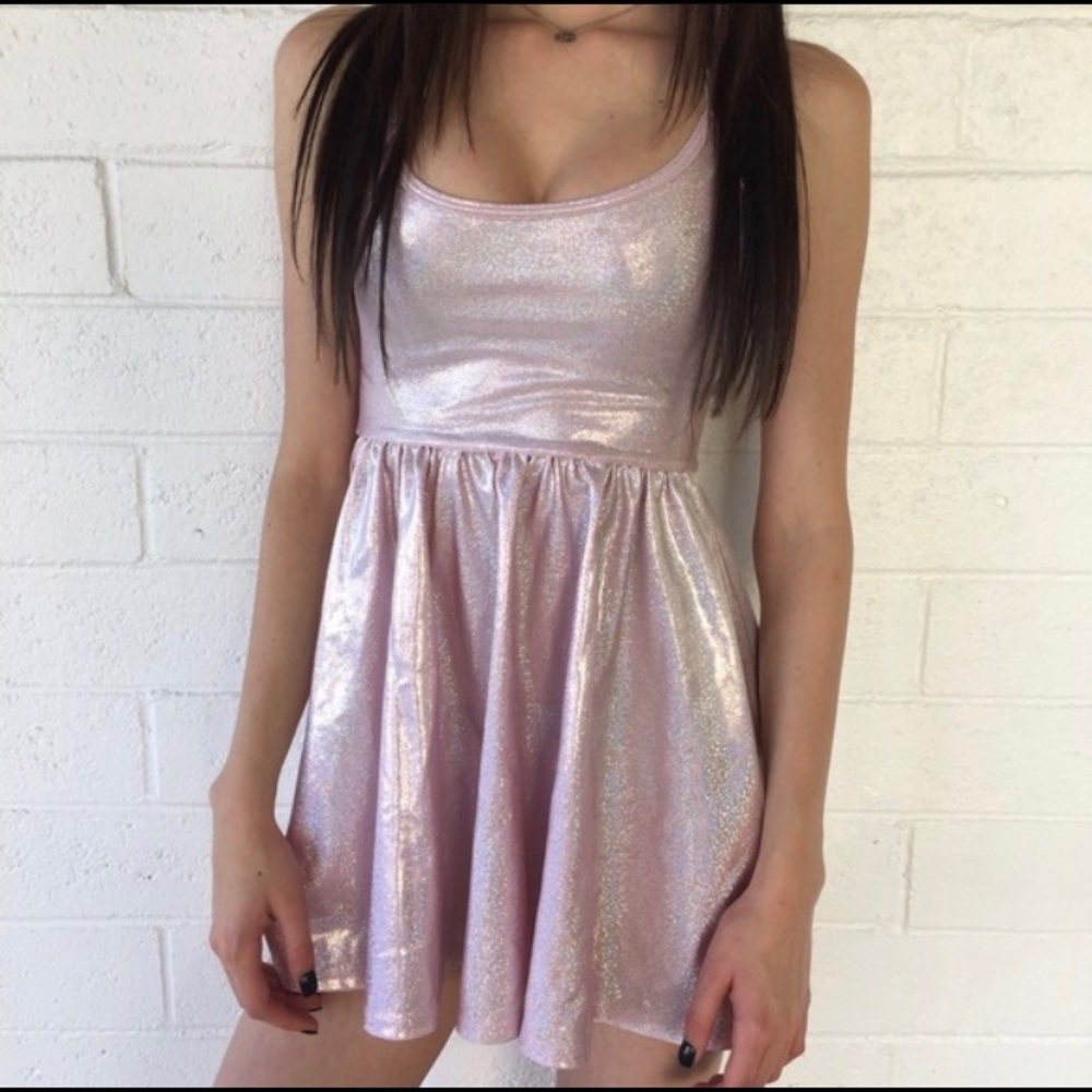 AA HOLOGRAPHIC LIMITED ADDITION HALTER DRESS