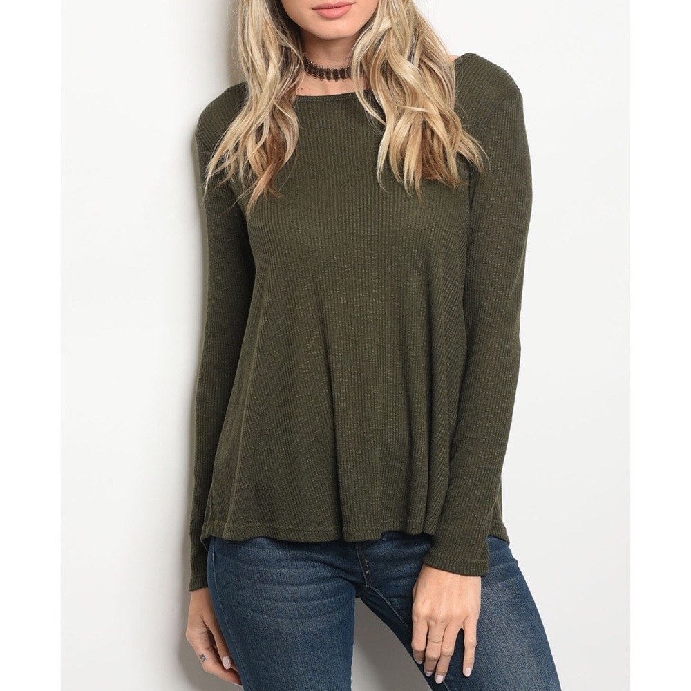 | OLIVE CUT OUT KNIT TOP | - Picture 2 of 6