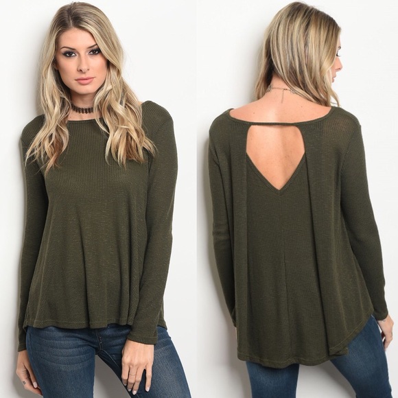 | OLIVE CUT OUT KNIT TOP | - Picture 3 of 6