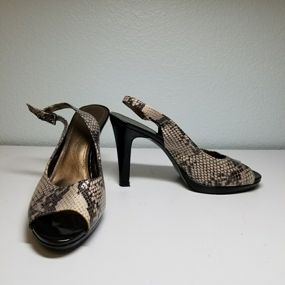 TAHARI snakeskin heels