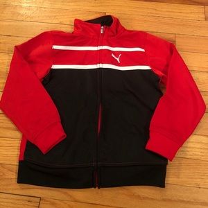 Boys puma red black track jacket sz 5