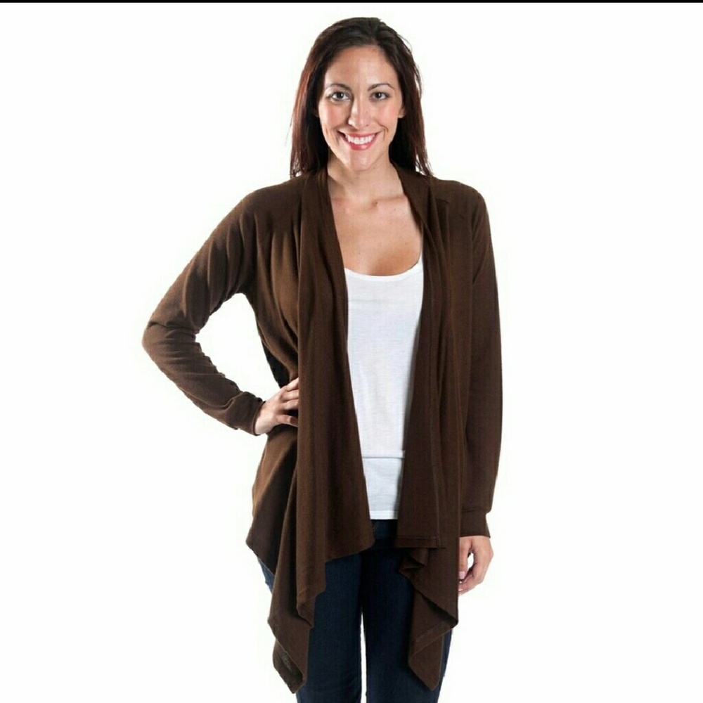 1 LEFT! Brown Waterfall Cardigan