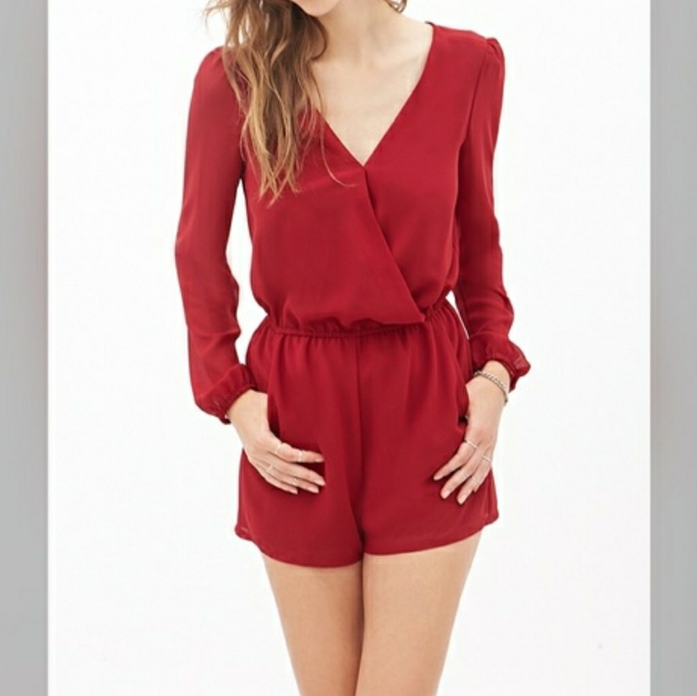 Red low cut romper