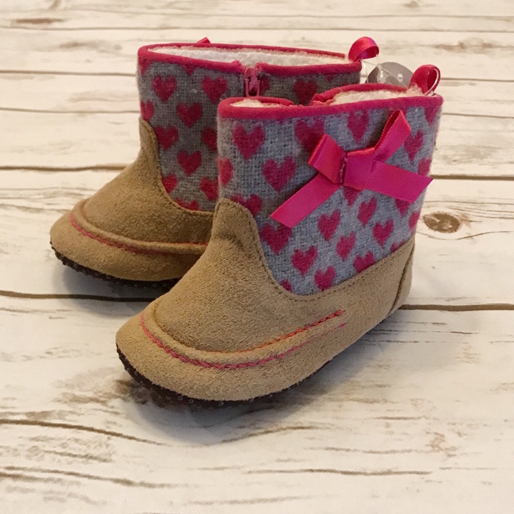 Absorba Heart Patterned Baby Booties