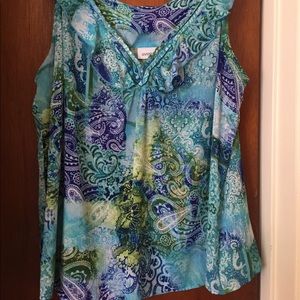 Blue/Green Patterned Sleeveless Top
