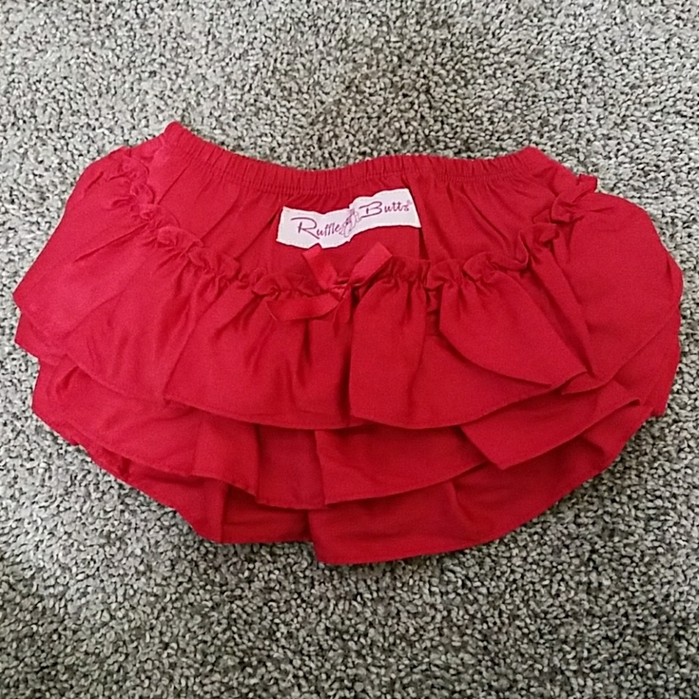 RuffleButt Red Sateen Skirted Bloomer(3-6M)