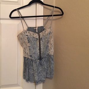 Jean and Lace Flared Top by Kirra
