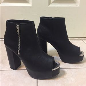 Black open toed booties